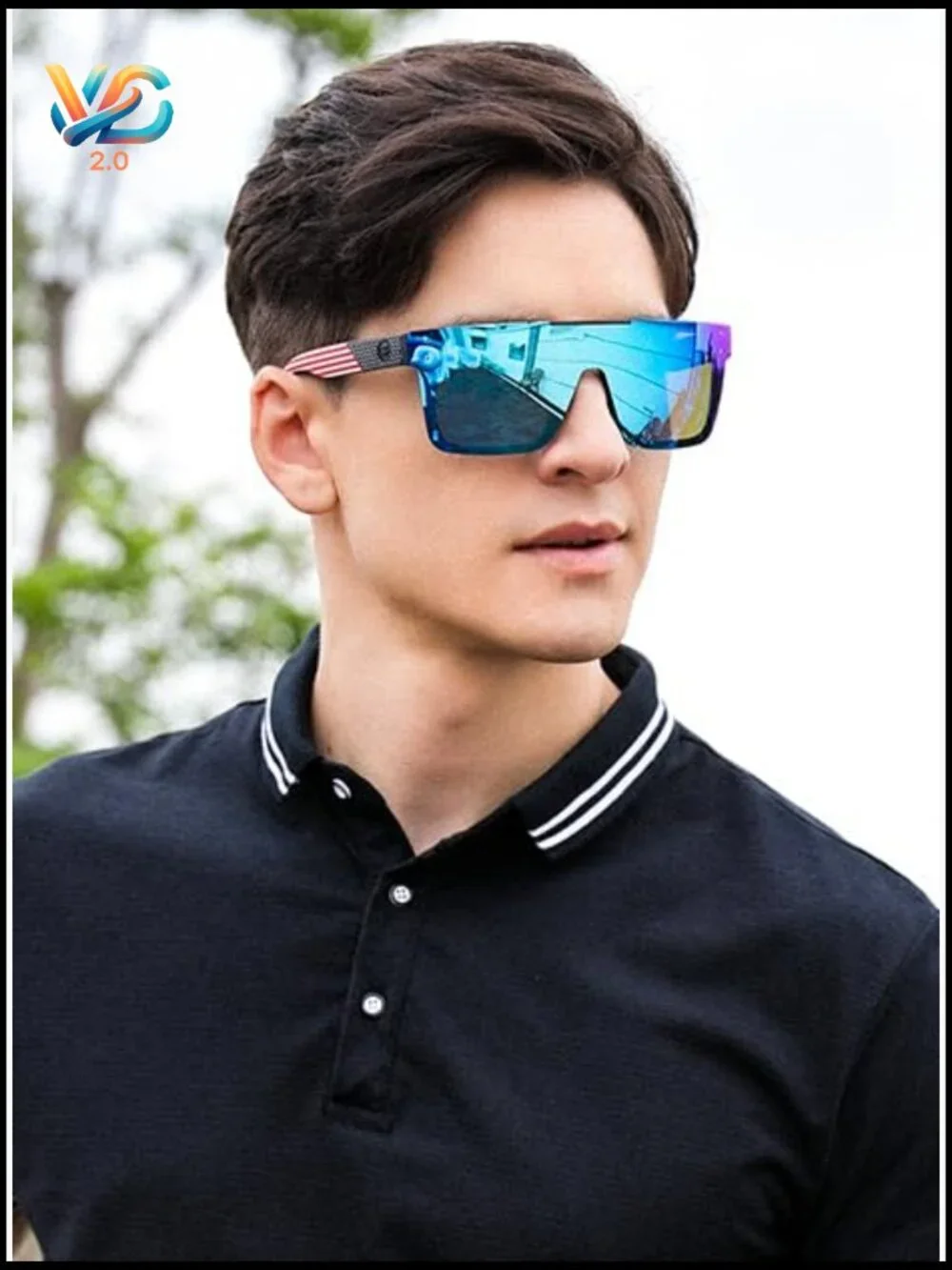 Oversized Square Flat Top Shield Sunglasses Retro Y2K Trendy